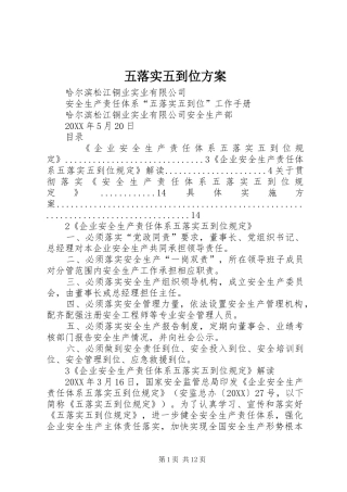 2024年五落实五到位方案