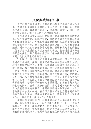 2024年文秘实践调研汇报