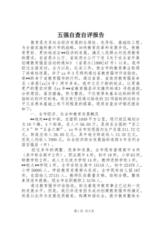 2024年五强自查自评报告