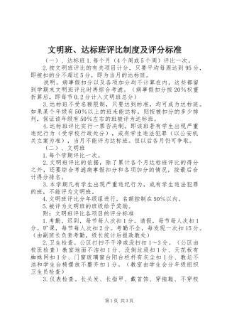 2024年文明班达标班评比制度及评分标准