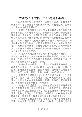 2024年文明办十大提升行动自查小结