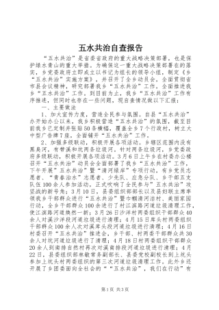 2024年五水共治自查报告