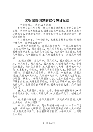 2024年文明城市创建的宣传醒目标语