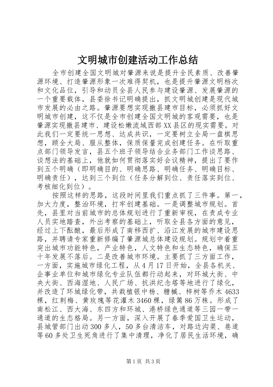 2024年文明城市创建活动工作总结_第1页