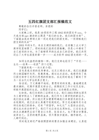 2024年五四红旗团支部汇报稿范文