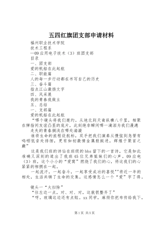 2024年五四红旗团支部申请材料