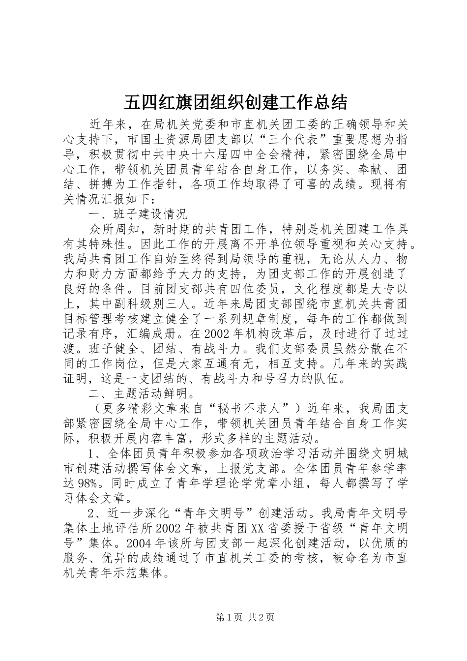 2024年五四红旗团组织创建工作总结_第1页