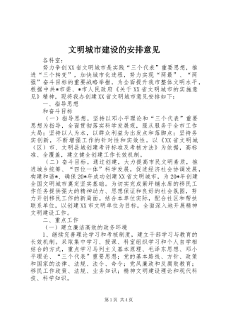 2024年文明城市建设的安排意见