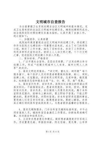 2024年文明城市自查报告