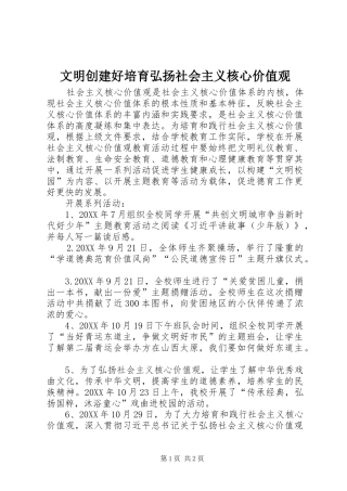 2024年文明创建好培育弘扬社会主义核心价值观