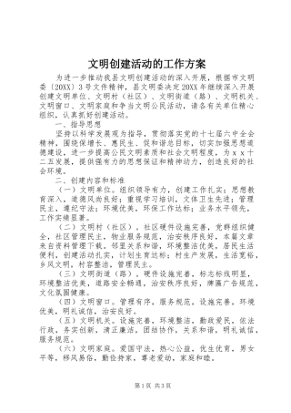 2024年文明创建活动的工作方案