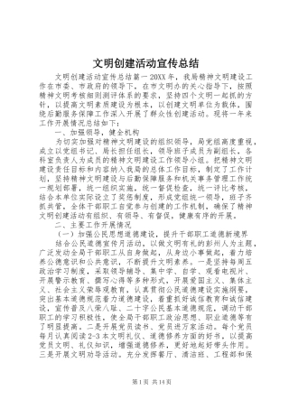 2024年文明创建活动宣传总结