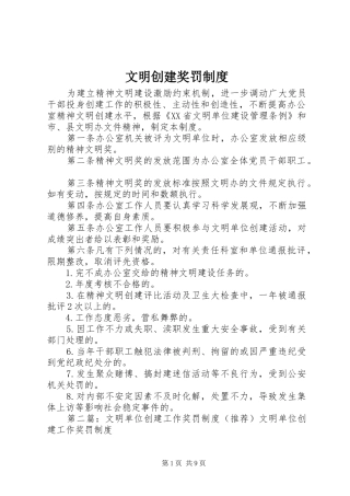 2024年文明创建奖罚制度