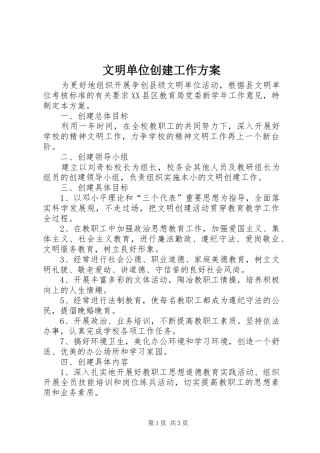 2024年文明单位创建工作方案