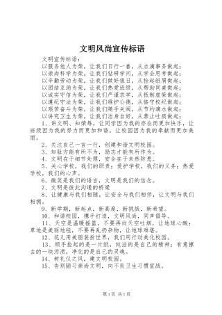 2024年文明风尚宣传标语