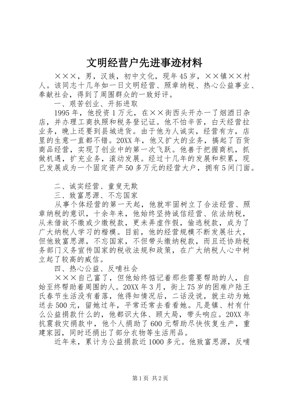 2024年文明经营户先进事迹材料_第1页