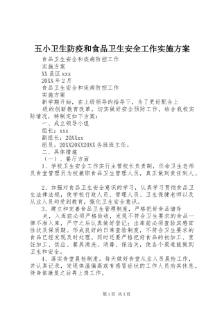 2024年五小卫生防疫和食品卫生安全工作实施方案