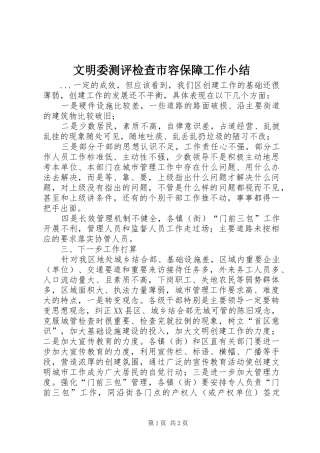 2024年文明委测评检查市容保障工作小结