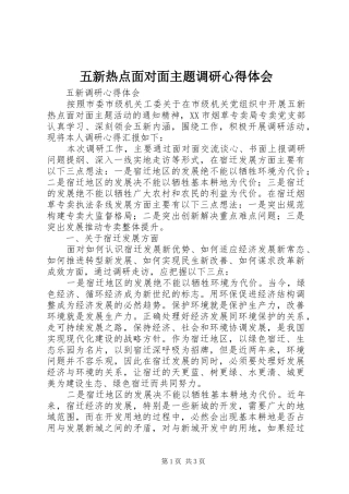 2024年五新热点面对面主题调研心得体会