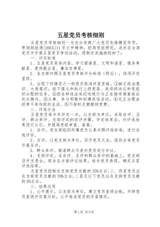 2024年五星党员考核细则