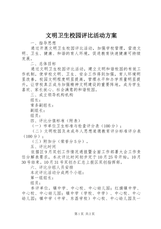 2024年文明卫生校园评比活动方案