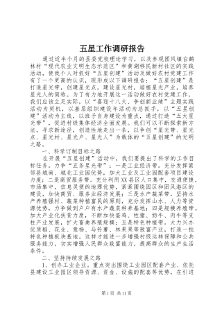 2024年五星工作调研报告
