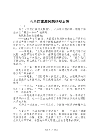 2024年五星红旗迎风飘扬观后感