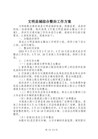 2024年文明县城综合整治工作方案