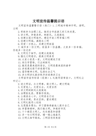 2024年文明宣传温馨提示语