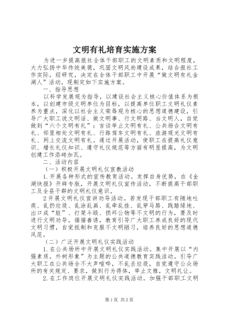2024年文明有礼培育实施方案