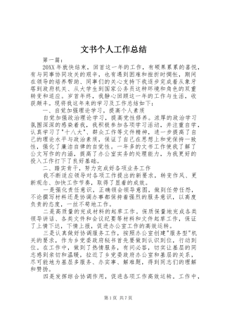 2024年文书个人工作总结