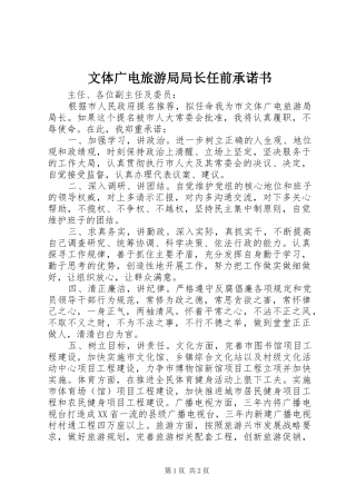 2024年文体广电旅游局局长任前承诺书