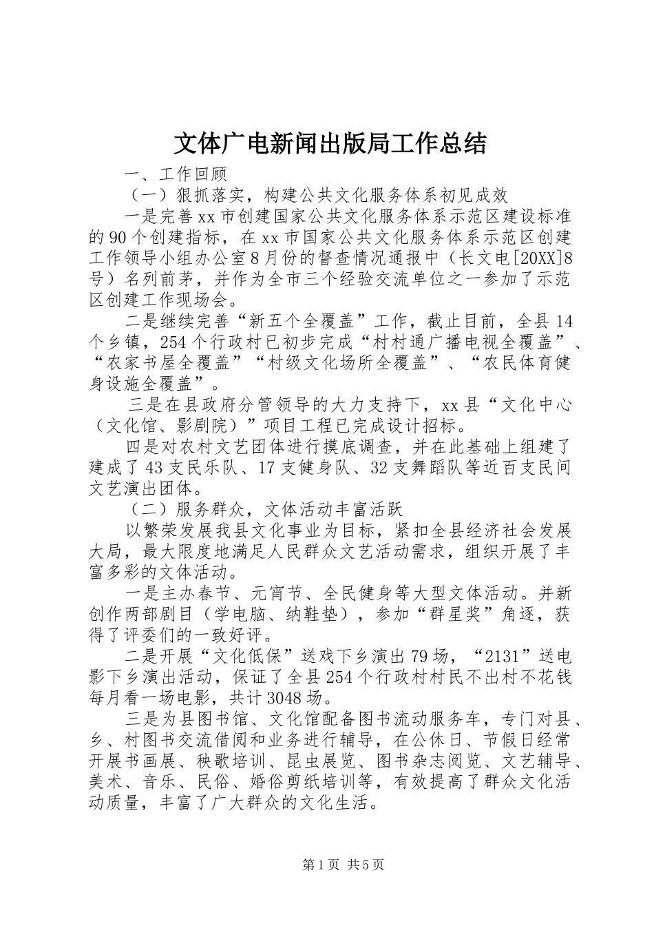2024年文体广电新闻出版局工作总结_第1页