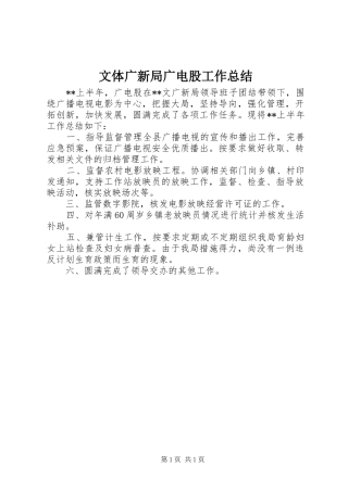 2024年文体广新局广电股工作总结