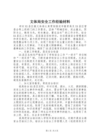 2024年文体局安全工作经验材料