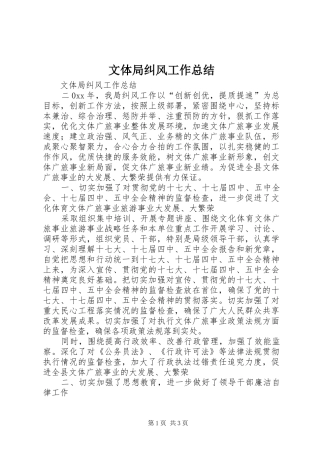 2024年文体局纠风工作总结