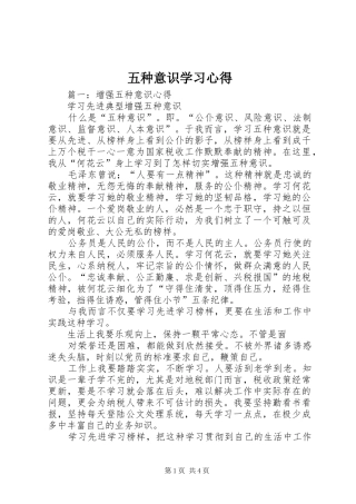 2024年五种意识学习心得