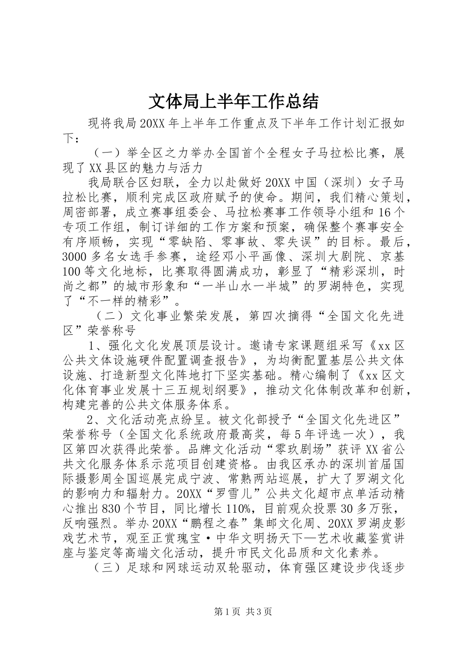 2024年文体局上半年工作总结_第1页