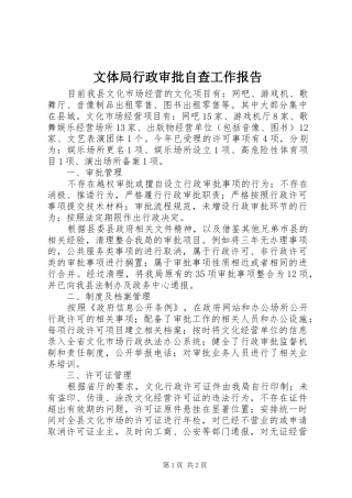 2024年文体局行政审批自查工作报告