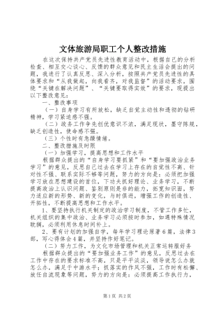 2024年文体旅游局职工个人整改措施