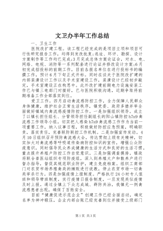 2024年文卫办半年工作总结