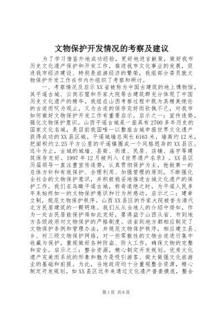 2024年文物保护开发情况的考察及建议
