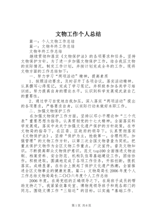 2024年文物工作个人总结