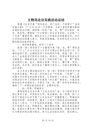 2024年文物局走访实践活动总结