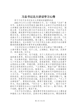 2024年习总书记北大致辞学习心得