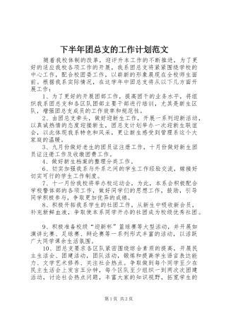 2024年下半年团总支的工作计划范文