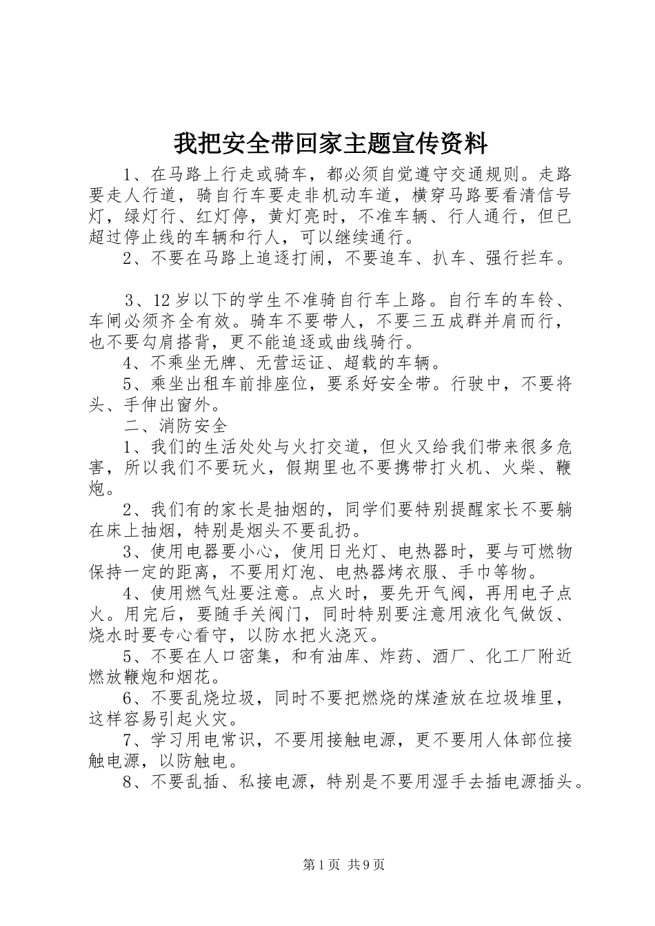 2024年我把安全带回家主题宣传资料_第1页