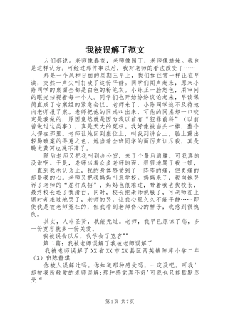 2024年我被误解了范文