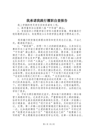 2024年我承诺我践行履职自查报告