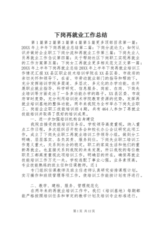 2024年下岗再就业工作总结